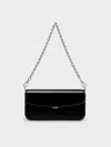 Charles & Keith - Patent Chain-handle Shoulder Bag In Noir