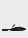 Charles & Keith - Patent Chain-strap Mules In Black