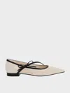 Charles & Keith - Patent Contrast-trim Pointed-toe Bow-strap Flats