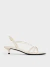 Charles & Keith - Patent Kitten-heel Strappy Sandals In Chalk