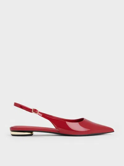 Charles & Keith - Patent Pointed-toe Slingback Flats In Multi