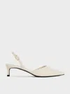Charles & Keith Patent Trapeze Heel Slingback Pumps In Chalk