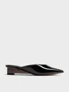 Charles & Keith - Patent Translucent-heel Wedge Mules In Black