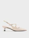 Charles & Keith - Pauline Patent Crossover Slingback Kitten Heels