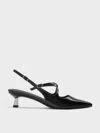 Charles & Keith - Pauline Pointed-toe Crossover Slingback Kitten Heels