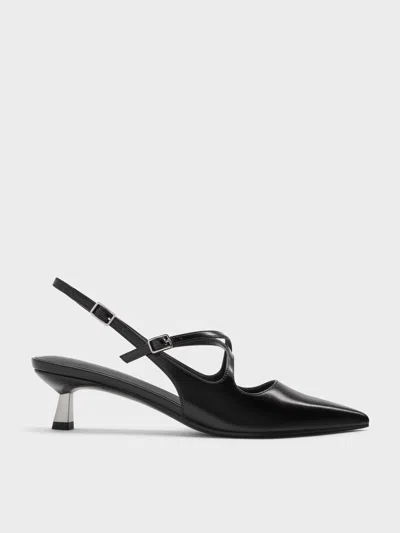 Charles & Keith - Pauline Pointed-toe Crossover Slingback Kitten Heels