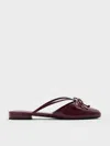 Charles & Keith - Pearl-accent Bow Flat Mules In Burgundy