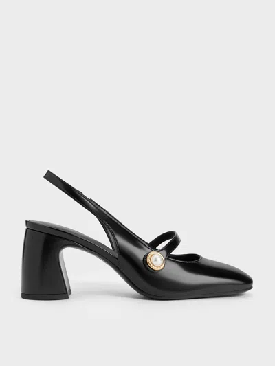 Charles & Keith - Pearl-accent Mary Jane Pumps In Black Box
