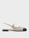 Charles & Keith - Pearl & Crystal-embellished Cap-toe Slingback Mary Jane Flats In Gold