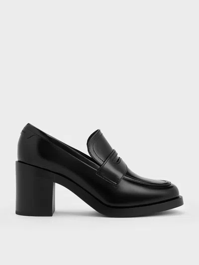 Charles & Keith - Penny Loafer Block-heel Pumps In Black Box