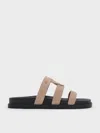 Charles & Keith - Petina Suede Flatform Sandals In Nude