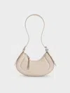 Charles & Keith Petra Curved Shoulder Bag In Oat