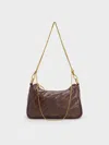 Charles & Keith - Philomena Crinkle-effect Chain-strap Crossbody Bag