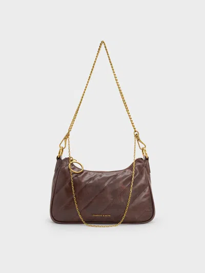 Charles & Keith - Philomena Crinkle-effect Chain-strap Crossbody Bag