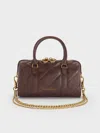 Charles & Keith - Philomena Panelled Chain-handle Bowling Bag