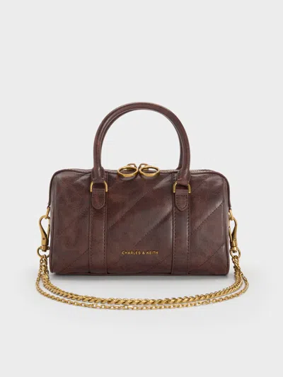 Charles & Keith - Philomena Panelled Chain-handle Bowling Bag