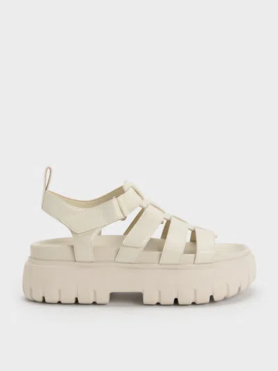 Charles & Keith - Platform Caged Sandals In Gray