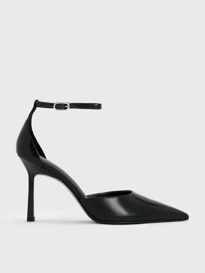Charles & Keith - Pointed-toe Ankle-strap D'orsay Pumps In Black