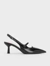 Charles & Keith - Pointed-toe Mary Jane Slingback Pumps In Black Box