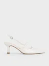 Charles & Keith - Pointed-toe Mary Jane Slingback Pumps In White