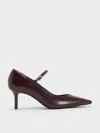 Charles & Keith - Pointed-toe Stiletto-heel Pumps In Burgundy