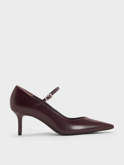 Charles & Keith - Pointed-toe Stiletto-heel Pumps In Burgundy