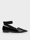 Charles & Keith - Pointed-toe Tie-around Ballet Flats In Black Box