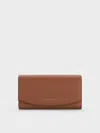 Charles & Keith - Briony Curved Flap Long Wallet In Brown