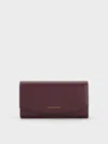 Charles & Keith - Briony Curved Flap Long Wallet In Red