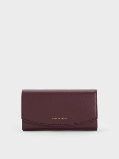 Charles & Keith - Briony Curved Flap Long Wallet In Red