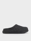 Charles & Keith - Quilted Flatform Mules In Black Textured