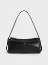 Charles & Keith - Rachel Elongated Front-pocket Chain-handle Bag In Noir