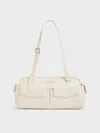 Charles & Keith - Rachel Elongated Multi-pocket Shoulder Bag In Cream
