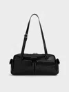 Charles & Keith - Rachel Elongated Multi-pocket Shoulder Bag In Noir