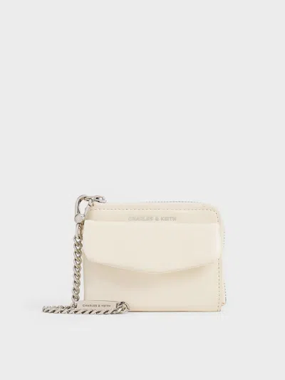 Charles & Keith - Rachel Front-pocket Zip-around Wallet In Cream