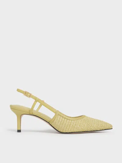 Charles & Keith - Raffia Pointed-toe Slingback Pumps