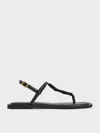 Charles & Keith - Raffia Ring Thong Sandals In Black