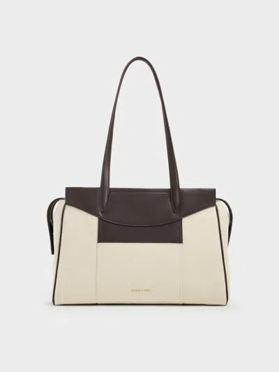 Charles & Keith - Raon Canvas Tote Bag In Brown