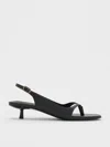 Charles & Keith - Square-toe Kitten-heel Thong Sandals