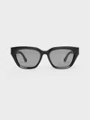 Charles & Keith - Recycled Acetate Cat-eye Sunglasses In Black
