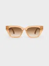 Charles & Keith - Recycled Acetate Cat-eye Sunglasses In Toffee