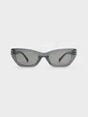 Charles & Keith - Recycled Acetate Metallic-accent Angular Cat-eye Sunglasses In Navy