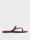 Charles & Keith - Recycled Polyester Crystal-buckle Strappy Thong Sandals In Burgundy