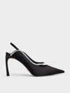 CHARLES & KEITH CHARLES & KEITH - RECYCLED POLYESTER CRYSTAL-EMBELLISHED POINTED-TOE SLINGBACK PUMPS