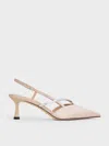 Charles & Keith - Recycled Polyester Crystal-embellished Slingback Pumps In Champagne