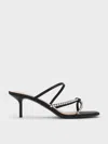 Charles & Keith - Recycled Polyester Gem-embellished Strappy Heeled Sandals
