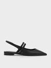 Charles & Keith - Recycled Polyester Ruched-strap Mary Janes In Black