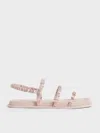 Charles & Keith - Recycled Polyester Ruched Strappy Sandals In Nude