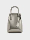Charles & Keith - Rene Metallic Elongated Top Handle Bag In Pewter