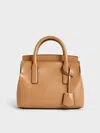 Charles & Keith - Rene Structured Top Handle Bag In Toffee